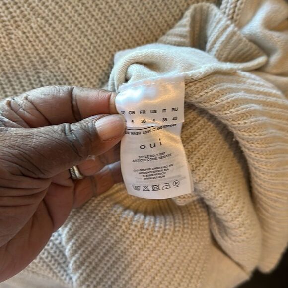 OUI RUBI JUMPER WITH ZIP Side Sweater 4 (cream/tan) - Picture 6 of 7